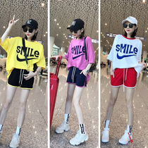 european sportswear suit womens summer clothing 2022 new fashion loose running short sleeve shorts casual two-piece set