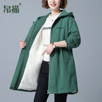 Lady Autumn Winter Lady Thickened with velvety wind coat 2021 new big code loose casual winter clothing cotton coat jacket