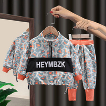 Girls spring and autumn suit 2021 new childrens Western style clothes spring and autumn baby two-piece net red Korean version of the tide