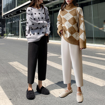 Wool radish pants womens autumn and winter high-waisted loose nine-point Harlan pants net red granny pants