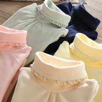 Girl High Collar Bottom Jersey Long Sleeve Pure Cotton Inner Lap CUHK Tong Pure Color Foreign Air Winter Dress Children Womens Half High Collar T