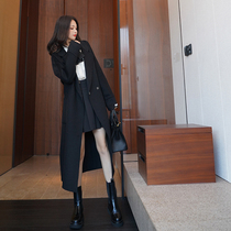 2021 new womens winter dress small senior sense Hepburn small fragrant wind waist woolen coat coat long