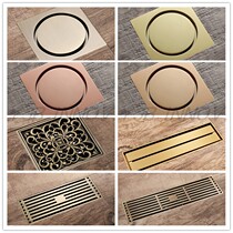 Home hotel all copper gold bathroom deodorant large displacement chrome-plated floor drain toilet square Factory Direct