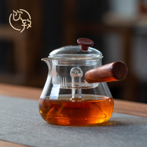 Drinking thick glass steamed teapot tea cooker side pot boiling water steam black teapot Puer special pot single pot