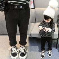 Girl Plus Suede Pants Winter New Korean Version Sashimi Elastic Pants Baby Plus Suede Pants Autumn Winter Child Clothing Pencil Pants