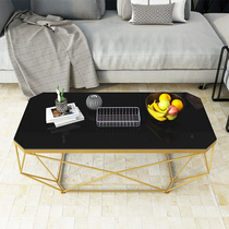 Tea table minimalist modern tempered glass living room Small family style home table All Black Nordic light lavish few corners a few top