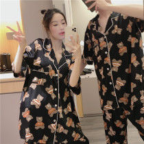 Day Series Sweet lovers short sleeves Sleeping Clothing Thin ice Silk Cute Cartoon Cubs Home Suit Big Code 200 Catfish Suit