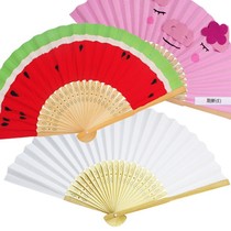 Retro Fold Fan Color Painting Fan Diy Blank Paper Fan Folding Fan White Fan Children Diy Painting Fan Kindergarten