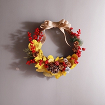 Creative Christmas flower door wall pendant wall hanging wreath ins porch dry flower green plant background wall decoration