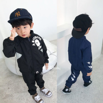 Spring and autumn new Japanese trending male daughter small child suit sports casual zipper jacket jacket long pants