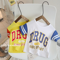 Pure cotton casual short-sleeved T-shirt Korean baby childrens clothing 2021 summer new mens and womens childrens baby half-sleeved top