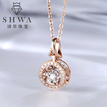 Poetry Hwa Jewelry 18k Rose Gold Hearse Diamond Pendant Women Color Gold Necklace Real Drill Sleeve Chain Not Fade