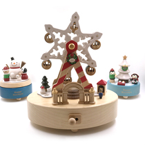 Taiwan Music Box Spinning Skyscraper Eight-soundbox Jeancard Solid Wood Quality Valentines Day Gifts Girls Boys