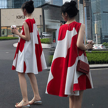 Pregnant woman Lions dress Summer fairy sleeveless vest superfairy fashion Chauffo personality Korea gestational woman dress summer dress