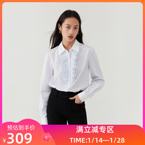 (The same style as the shopping mall) LILY2022 winter new womens clothing chic elegant high-end accordion pleated long-sleeved shirt