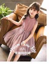 100% Cotton and linen Girls sweet dress 2019 summer dress little girl princess dress Super Western summer mesh skirt