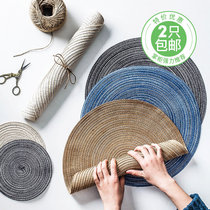 Japanese handmade Ramie thread round table mat household heat insulation mat anti-skid Bowl plate mat sand pot mat