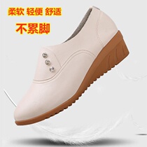 2020 new leather mother shoes single shoes womens soft bottom non-slip square dance leather shoes beef tendon slope with wild stock