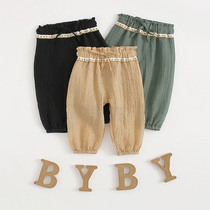 Baby anti mosquito pants boys summer thin baby cotton air conditioning pants children summer girls casual lantern trousers