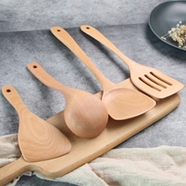 Wooden rice spoon wooden spatula household wooden shovel wooden spoon non-stick pot long handle fried shovel high temperature kitchen utensils wooden soup spoon
