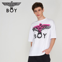 boylondon short sleeve men 2020 color splash Eagle print T-shirt White B201NC406101