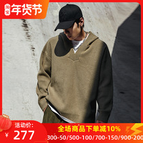 Muscle dog winter new trend all-match hooded sweater top loose thick warm pullover sweater men