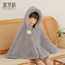 Childrens cloak female winter thickened warm cartoon ins Wind shawl Joker Autumn Winter Childrens cloak