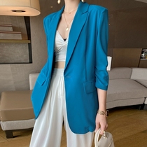 Thin small suit jacket womens 2021 summer new casual temperament thin sunscreen three-point sleeve suit womens top