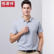 Hengyuan Xiang Middle-aged Mens Clothing Short Sleeve T-shirt Summer Half Sleeve Blouse Blouse Pure Color Breathable POLO Shirt Dad Casual Compassion