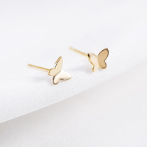 925 sterling silver gold butterfly stud earrings Japanese Korean small fresh earrings female temperament wild silver jewelry simple