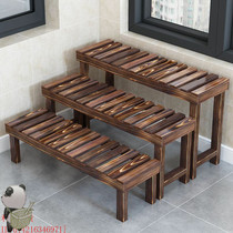   Balcony flower stand Nordic style flower stand potted bench Multi-layer solid wood frame Single-layer stepped outdoor wood frame