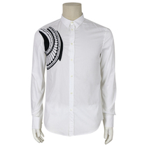 Special 750-R chmond one line hand embroidery slim white shirt