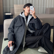 Hualun tide winter wool coat mens mid-length versatile Korean version of winter thick premium sense boys tweed coat