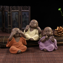 New three no small monk tea pet ornaments small monk boutique purple sand tea set tea ceremony Tea play accessories special