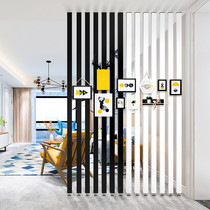  Modern and simple partition screen Living room entrance decoration Nordic wooden bar home bedroom solid wood grille vertical bar column