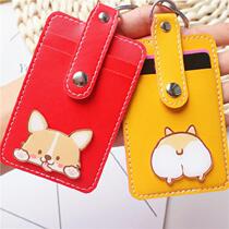  Brand card cover lanyard soft shell school brand student hotel room card cover with rope meal card Cute girl work ID hanging