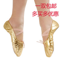 Golden dance shoes Childrens female soft-soled practice shoes Girls ballet shoes Cat claw shoes Adult belly dance ethnic dance