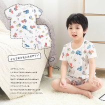 Children short sleeves Sleeping Suit Boy Spring Summer Bamboo Fiber Thin girl breathable Home Clothing Underwear Air Conditioning Wear