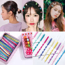 Korean net red color word clip Hyuna hair clip with the same girl headdress simple side clip grab clip candy color