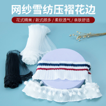 Clothing lace accessories lace with material elastic pearl wrinkle diy wide skirt collar pearl pearl fragrance