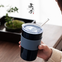 With the cup creative trend with straw cup lovely summer large capacity high appearance level cup simple men and women custom