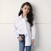Girls long shirt Western style autumn 2021 New Chinese children Korean top Net red loose shirt