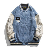 Fall New Loose Ruffled PILOT JACKET JACKET MANS TREND PU LEATHER SPLICING BASEBALL SUIT JACKET