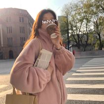 EKOOL custom close to rabbit velvet white plush warm jacket womens short Korean winter new thickened