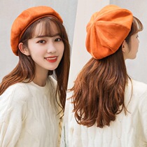 Beret female autumn and winter Korean version of Japanese British octagonal hat retro pumpkin Bud hat painter hat painter hat childrens hat