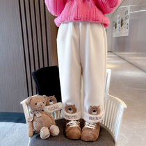 Girl plush pants winter girl baby wearing casual broad legs children wearing winter wear winter wear one-size-fits-all winter wear