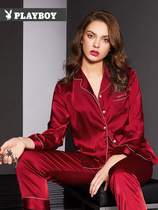 Playboy pajamas for men and women Spring Summer long sleeve couples home clothes large size can be worn outside comfortable breathable set thin