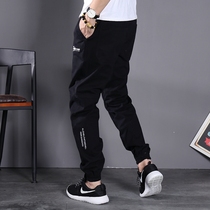 Hong Kong trendy brand Yu Wenle loose embroidered letter overalls mens simple casual drawstring pants small foot shrink pants