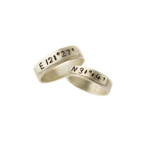 China Sweet Point pair ring couple original design lettering city latitude and longitude birthday anniversary custom