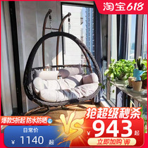 Hanging basket Double balcony Home Cradle Chair Mesh Red Bird Nest Chandelia Chair Sloth Bedroom Autumn-in-room Cane Fall Chair